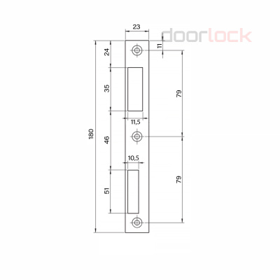 Запорная планка DOORLOCK PL.23.180.AS.Ni (симметричная cо смещением)