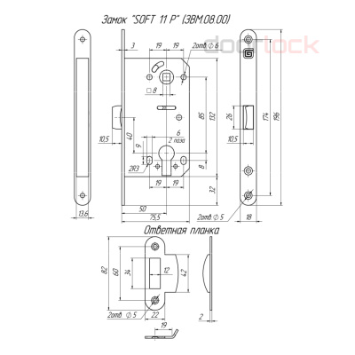 Замок дверной Гардиан Soft 1 P WC GRF, цилиндровый