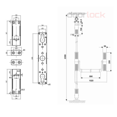 Механизм системы "антипаника" Doorlock V PD700RP (накладной, для пассивной створки, без балки и тяг)