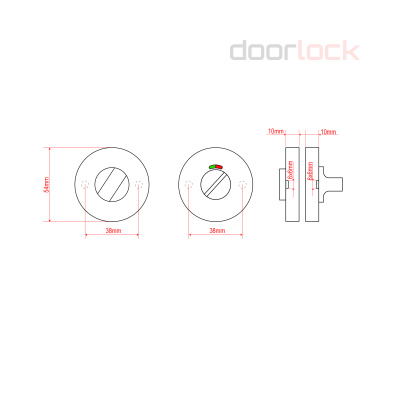 Поворотная кнопка DOORLOCK V E08/WC/6/RG/SS